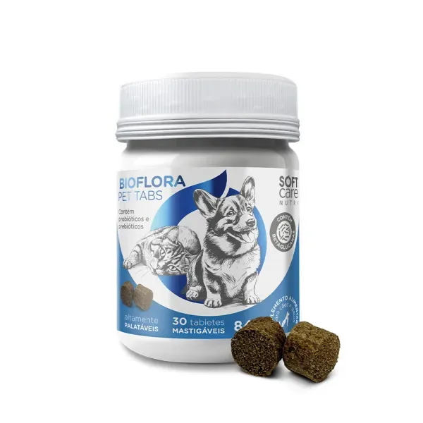 Suplemento Alimentar Soft Care Nuti Bioflora Pet Tabs 30 tabletes